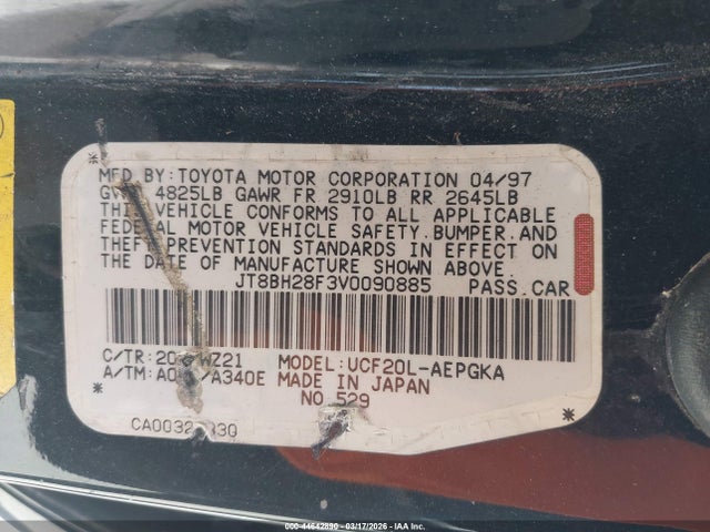 44642890 :رقم المزاد ، JT8BH28F3V0090885 vin ، 1997 Lexus Ls 400 مزاد بيع