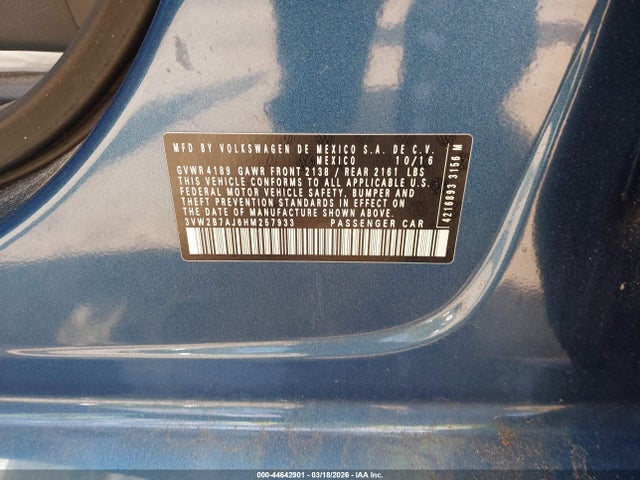 Продаж на аукціоні авто 2017 Volkswagen Jetta 1.4t S, vin: 3VW2B7AJ6HM257933, номер лоту: 44642901