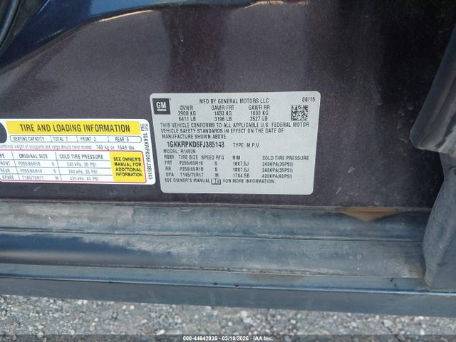 1GKKRPKD6FJ385143 GMC Acadia Sle-2