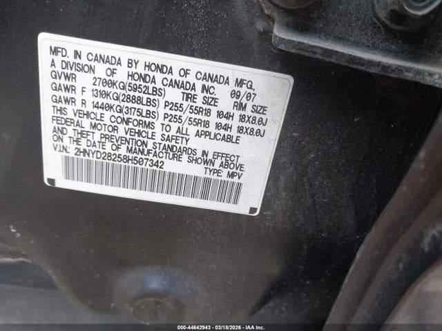 Продаж на аукціоні авто 2008 Acura Mdx, vin: 2HNYD28258H507342, номер лоту: 44642943