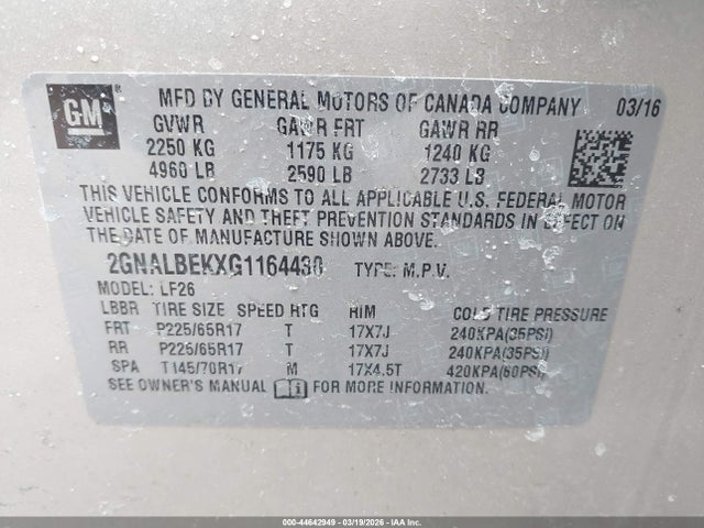 2GNALBEKXG1164430 Chevrolet EQUINOX LS