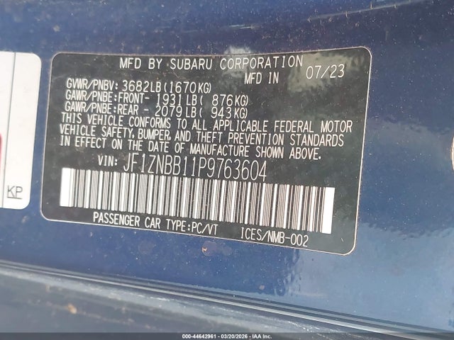 Продажа на аукционе авто 2023 Toyota Gr86, vin: JF1ZNBB11P9763604, номер лота: 44642961