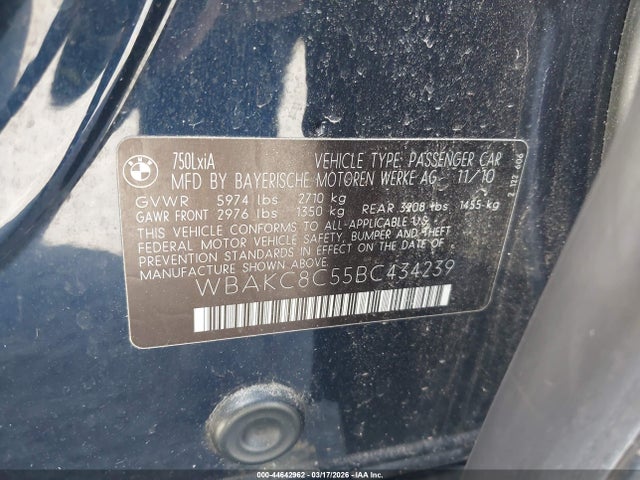 2011 BMW 750LI WBAKC8C55BC434239 Photo 8