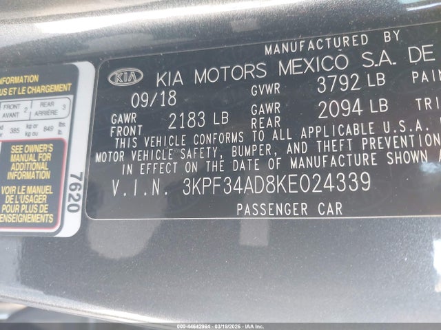 KIA FORTE S 2019 3KPF34AD8KE024339 Image 9