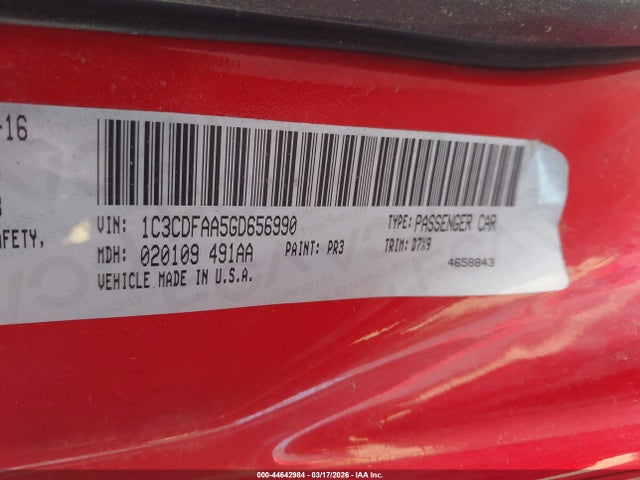 1C3CDFAA5GD656990 Dodge DART SE