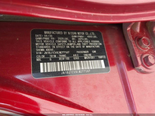 Aukcja sprzedaży 2020 Nissan Rogue Sport Sv Fwd Xtronic Cvt, vin: JN1BJ1CVXLW277567, numer aukcji: 44643032