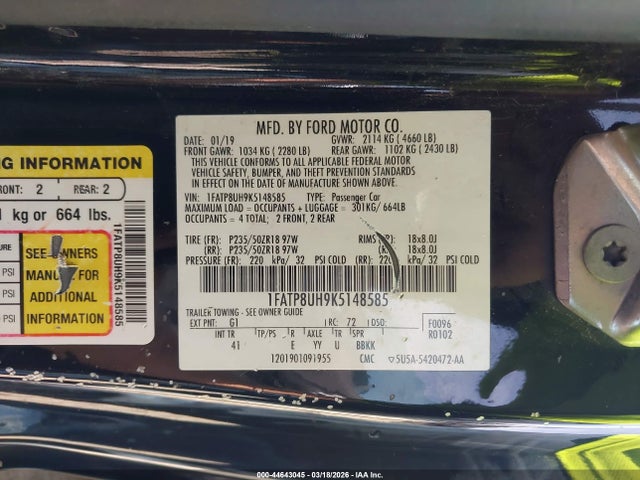 Ford Mustang Ecoboost Premium 2019 1FATP8UH9K5148585 Image 9