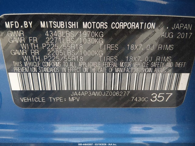 2018 MITSUBISHI OUTLANDER SPORT JA4AP3AW0JZ006277 Photo 8