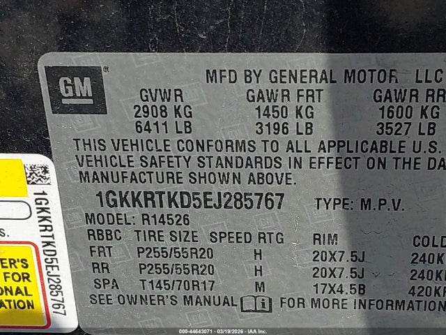 Aukcja sprzedaży 2014 Gmc Acadia Denali, vin: 1GKKRTKD5EJ285767, numer aukcji: 44643071
