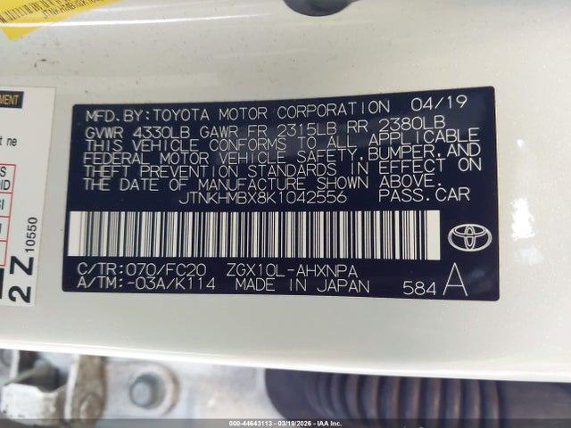JTNKHMBX8K1042556 Toyota C-HR LE