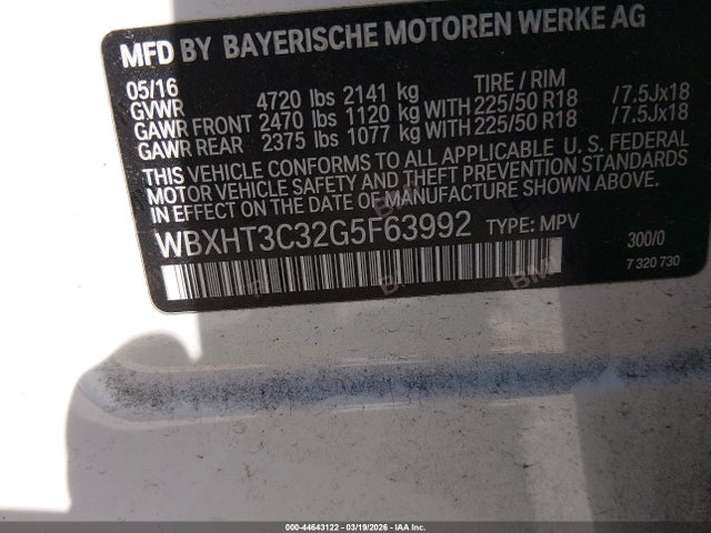 Aukcja sprzedaży 2016 Bmw X1 Xdrive28i, vin: WBXHT3C32G5F63992, numer aukcji: 44643122