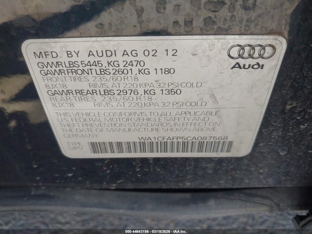 2012 AUDI Q5 WA1CFAFP5CA087568 Photo 8
