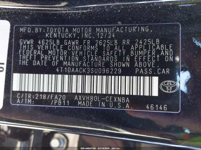 Toyota CAMRY LE 2025 4T1DAACK3SU096229 Image 9