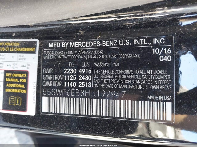 2017 MERCEDES-BENZ AMG C 43 55SWF6EB8HU192947 Photo 8