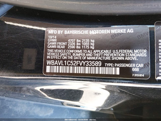 Продажа на аукционе авто 2015 Bmw X1 Xdrive28i, vin: WBAVL1C52FVY33589, номер лота: 44643183