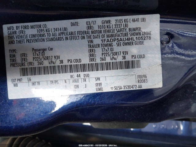 Aukcja sprzedaży 2017 Ford C-max Hybrid Se, vin: 1FADP5AU4HL105278, numer aukcji: 44643193