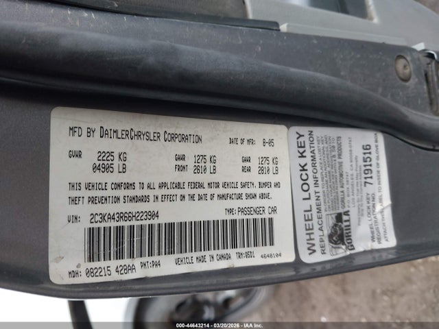 2006 CHRYSLER 300 2C3KA43R66H223904 Photo 8