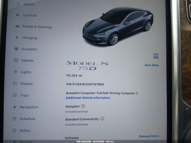 Aukcja sprzedaży 2016 Tesla Model S 60d/70d/75d/85d/90d, vin: 5YJSA1E2XGF167869, numer aukcji: 44643266