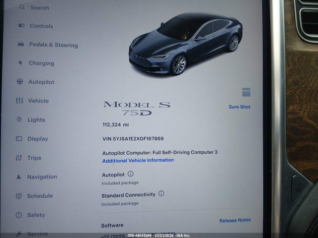 Aukcja sprzedaży 2016 Tesla Model S 60d/70d/75d/85d/90d, vin: 5YJSA1E2XGF167869, numer aukcji: 44643266