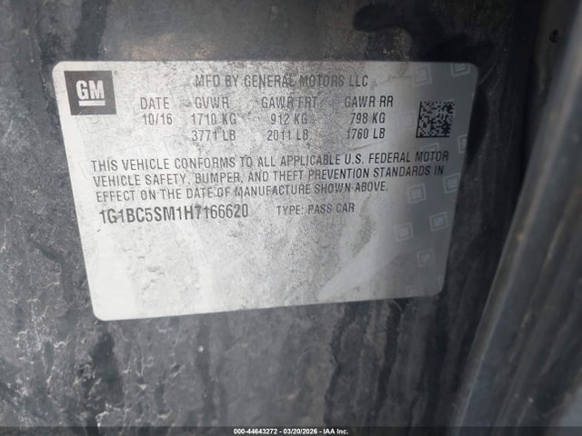 1G1BC5SM1H7166620 Chevrolet Cruze Ls Auto