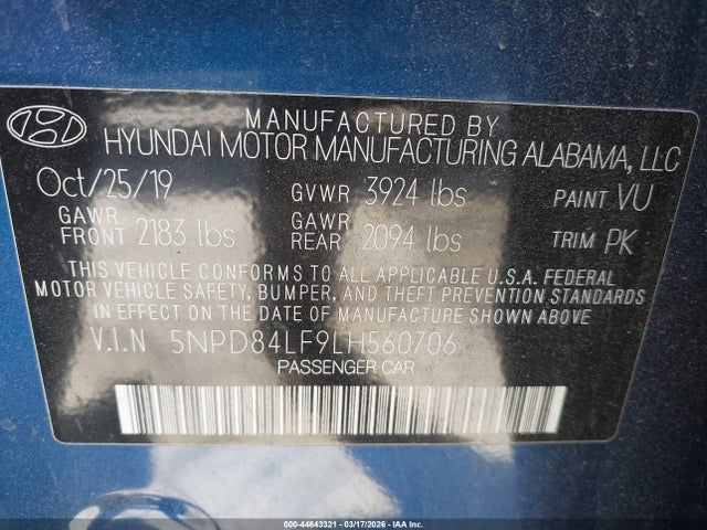 5NPD84LF9LH560706 Hyundai ELANTRA SEL