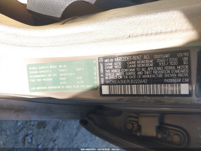 1990 MERCEDES-BENZ 300 WDBEA30E9LB222642 Photo 8