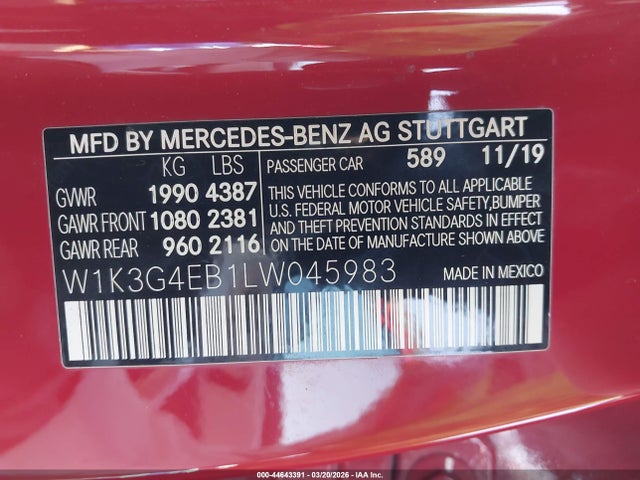 2020 MERCEDES-BENZ A 220 W1K3G4EB1LW045983 Photo 8