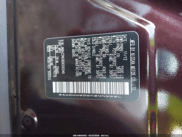 Продажа на аукционе авто 2013 Infiniti Qx56, vin: JN8AZ2NC9D9330346, номер лота: 44643402