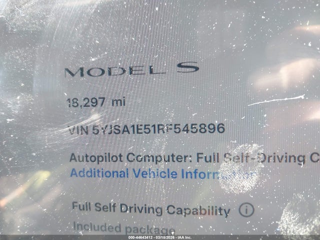 Продаж на аукціоні авто 2024 Tesla Model S Long Range, vin: 5YJSA1E51RF545896, номер лоту: 44643412
