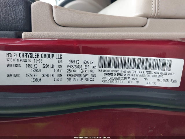 44643421 :رقم المزاد ، 1C4RJFBG2EC339673 vin ، 2014 Jeep Grand Cherokee Limited مزاد بيع