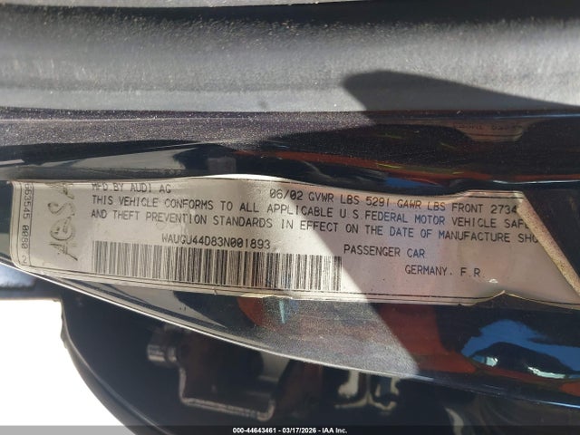 2003 AUDI S8 WAUGU44D83N001893 Photo 8