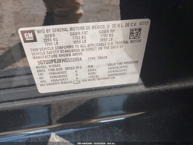 Aukcja sprzedaży 2017 Gmc Sierra 1500 Denali, vin: 3GTU2PEJXHG502804, numer aukcji: 44643490