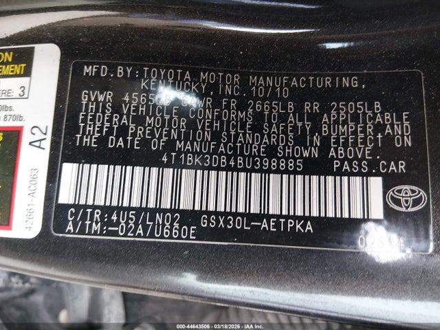 2011 TOYOTA AVALON 4T1BK3DB4BU398885 Photo 8