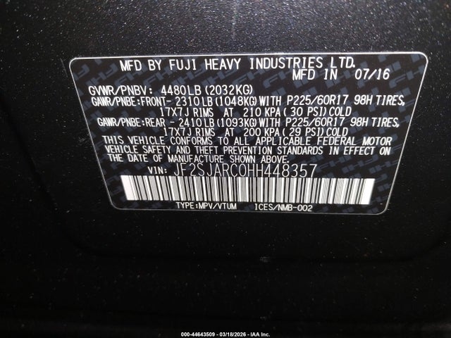 Subaru Forester 2.5i Limited 2017 JF2SJARC0HH448357 Image 9