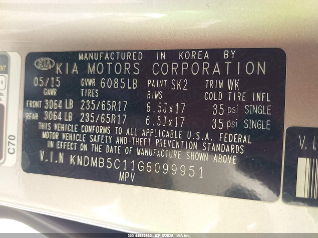 KNDMB5C11G6099951 KIA SEDONA LX