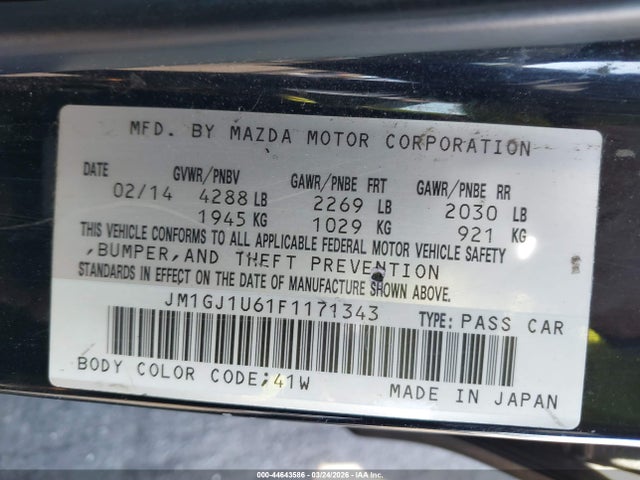 JM1GJ1U61F1171343 Mazda Mazda6 I Sport