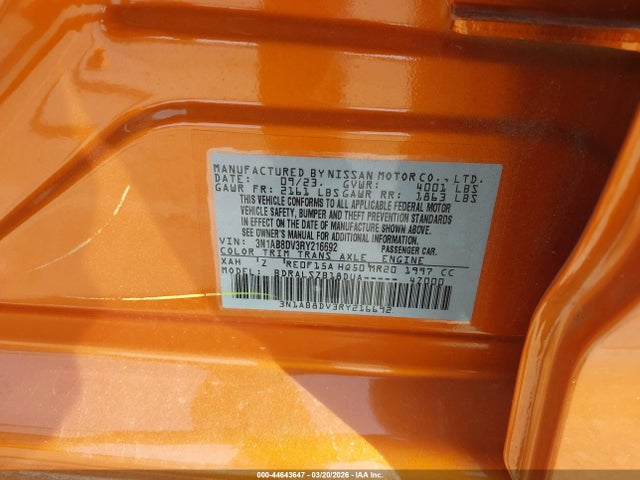 44643647 :رقم المزاد ، 3N1AB8DV3RY216692 vin ، 2024 Nissan Sentra Sr Xtronic Cvt مزاد بيع