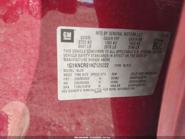 2017 CADILLAC XT5 1GYKNCRS1HZ129222 Photo 8