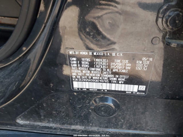 2016 Honda Hr-v Lx მანქანა იყიდება აუქციონზე, vin: 3CZRU5H30GM740785, აუქციონის ნომერი: 44643684