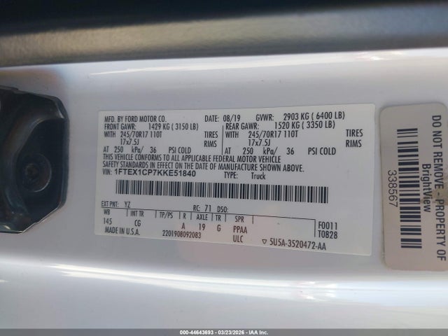 2019 FORD F-150 1FTEX1CP7KKE51840 Photo 8