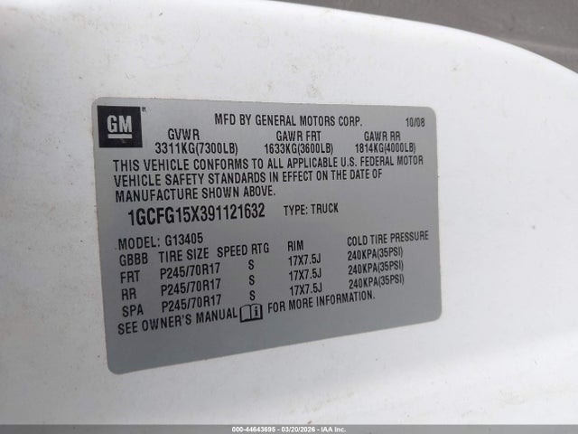 Aukcja sprzedaży 2009 Chevrolet Express 1500 Work Van, vin: 1GCFG15X391121632, numer aukcji: 44643695