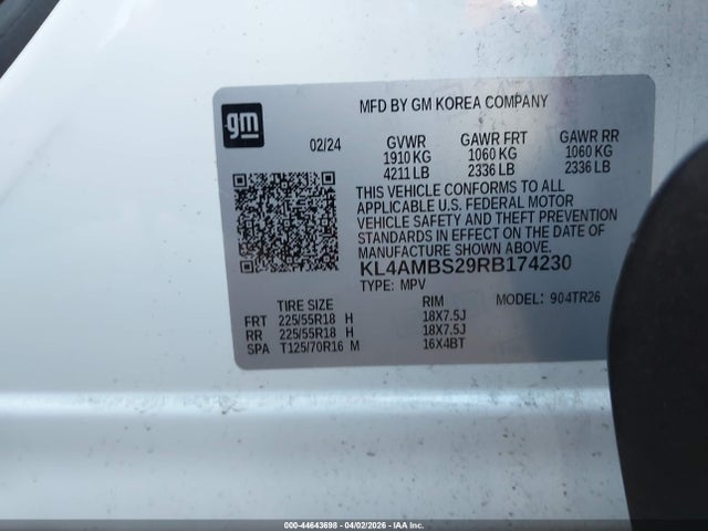 2024 Buick Encore Gx Preferred Fwd მანქანა იყიდება აუქციონზე, vin: KL4AMBS29RB174230, აუქციონის ნომერი: 44643698