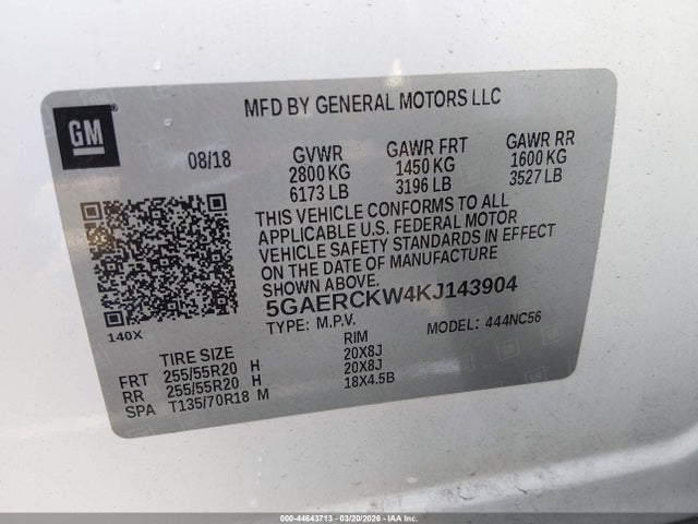 Продажа на аукционе авто 2019 Buick Enclave Fwd Premium, vin: 5GAERCKW4KJ143904, номер лота: 44643713