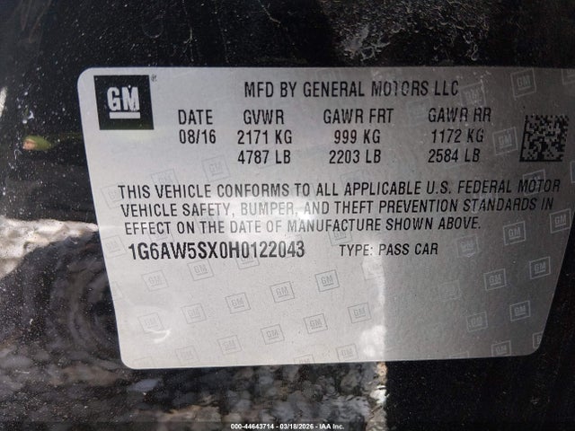 2017 CADILLAC CTS 1G6AW5SX0H0122043 Photo 8