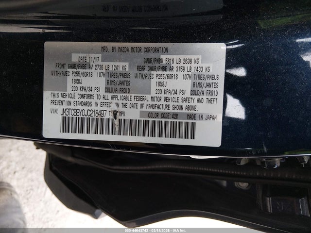 Auction sale of the 2018 Mazda Cx-9 Sport, vin: JM3TCBBY0J0218497, lot number: 44643742