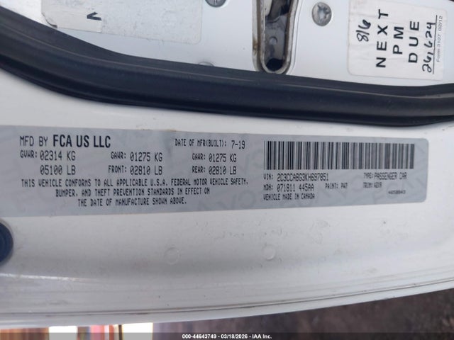 Aukcja sprzedaży 2019 Chrysler 300 300s, vin: 2C3CCABG3KH697851, numer aukcji: 44643749