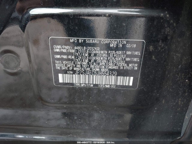 Aukcja sprzedaży 2018 Subaru Forester 2.5i Premium, vin: JF2SJAEC5JH554329, numer aukcji: 44643772