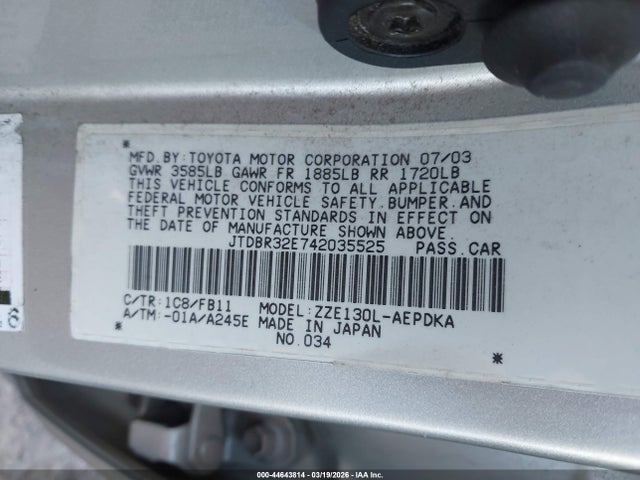 2004 TOYOTA COROLLA JTDBR32E742035525 Photo 8