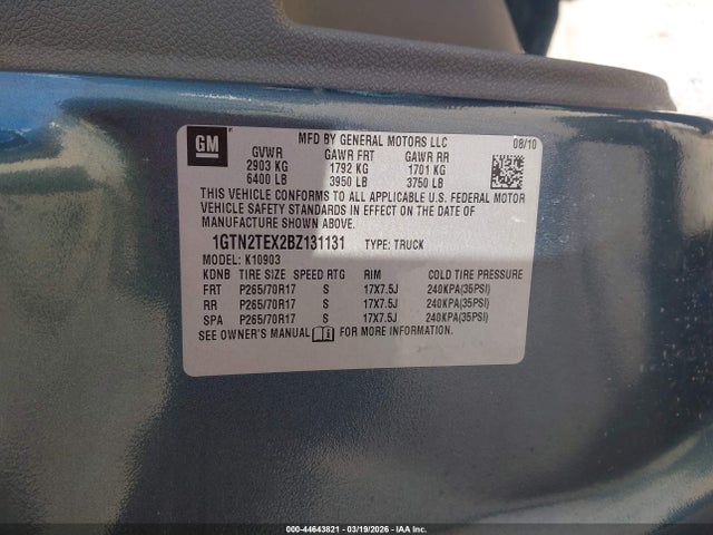 Продаж на аукціоні авто 2011 Gmc Sierra 1500 Work Truck, vin: 1GTN2TEX2BZ131131, номер лоту: 44643821