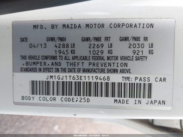 JM1GJ1T63E1119468 Mazda Mazda6 I Touring